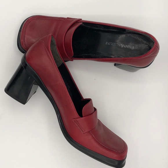 Enzo Angiolini Chunky Heel Penny Loafer in RED 8M - Picture 6 of 7